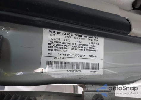 2006 Volvo S60 2.5T из США, поврежденный, VIN YV1RS592262506696